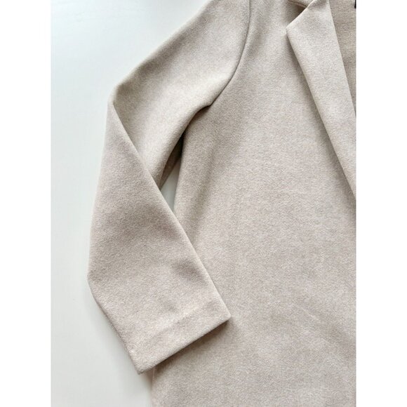 ZARA Light Beige Taupe Polyester Felt Long Open Soft Coat, Size L - Picture 7 of 12